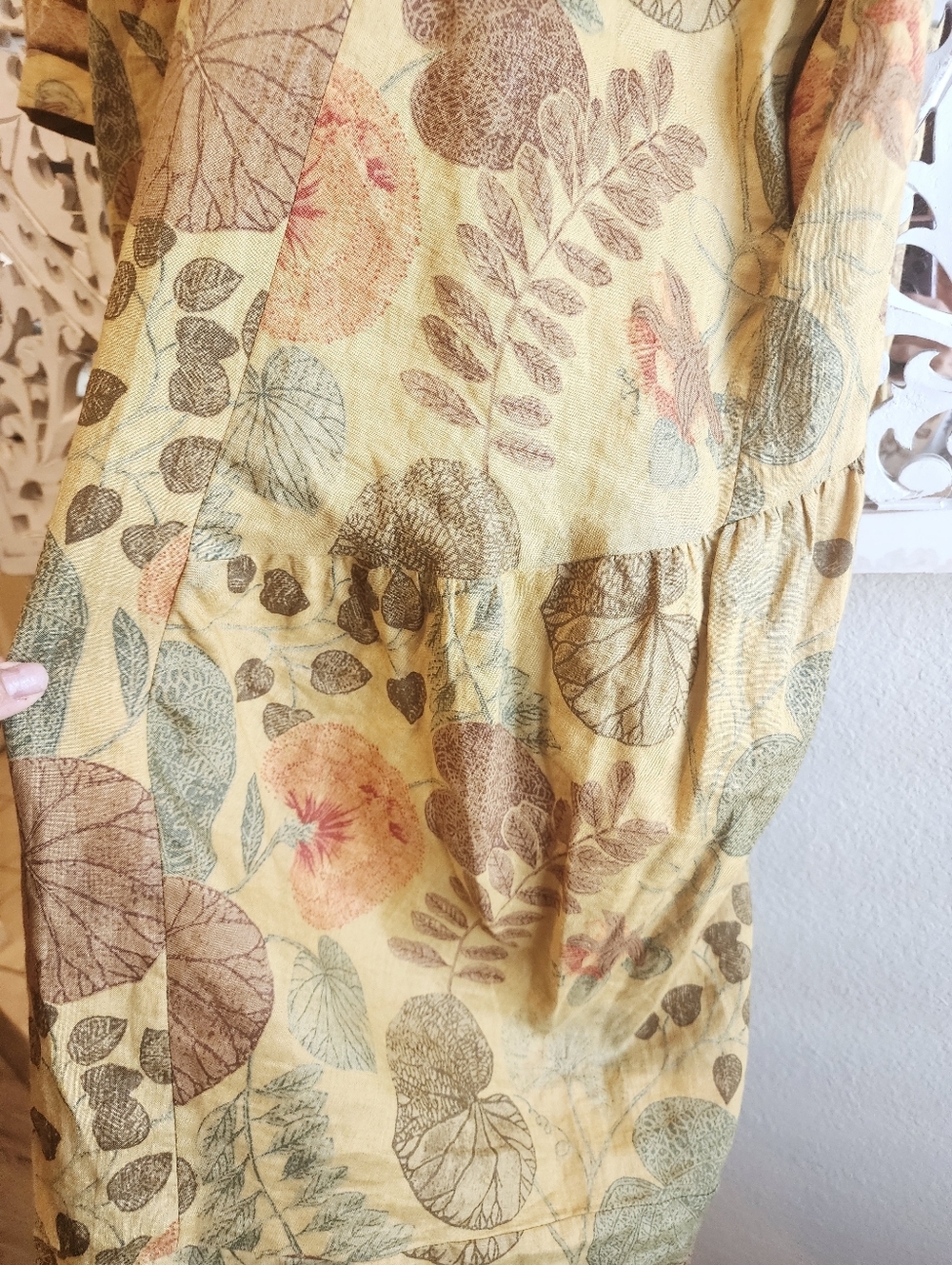 GMB DRESS FLORAL PRINT EARTHLY TONES SIDE PACKAGES BACK ZIPPER Size Large - Picture 8 of 13